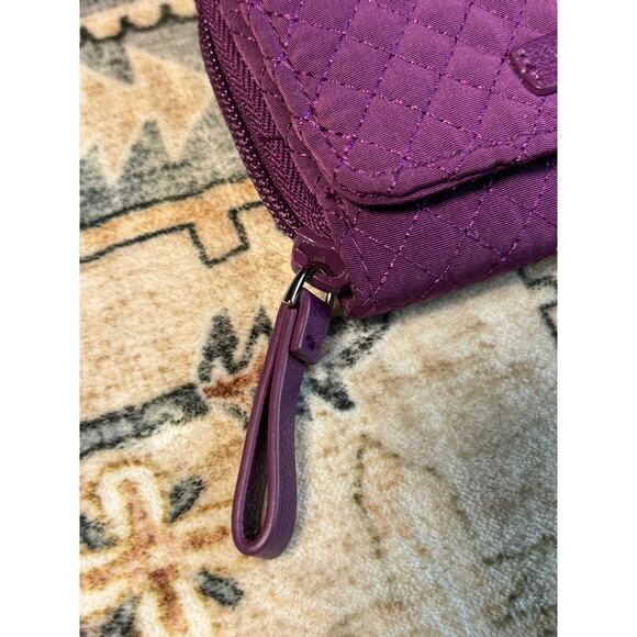 Vera Bradley RFID Riley Compact Mini Wallet Gloxinia Purple Trifold Wristlet - Picture 4 of 9